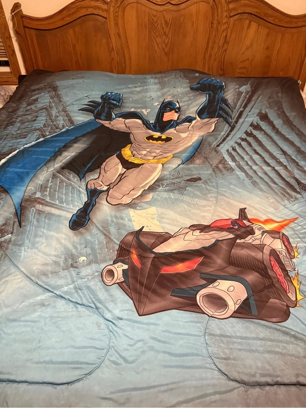Vintage Batman Blue and Gray Superhero Reversible Twim Comforter